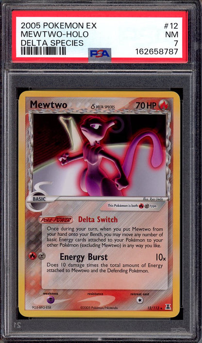 2005 Pokémon EX Delta Species Mewtwo Holo #12 PSA 7 NM