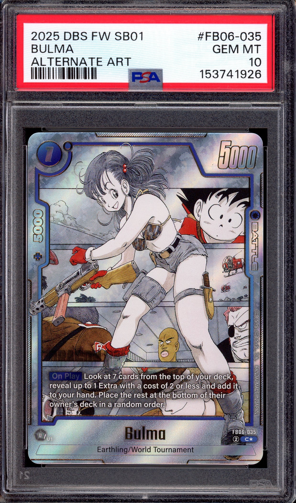 2025 Dragon Ball Super Fusion World Manga Booster 01 Alternate Art Bulma #FB06-035 PSA 10 GEM MINT