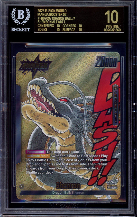 2025 Dragon Ball Super Fusion World Manga Booster 02 Gold Alternate Art Shenron #FB07-097 BGS 10 BLACK LABEL