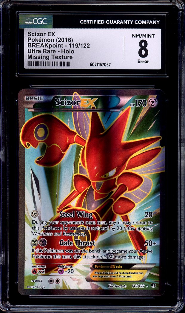 2016 Pokémon XY Breakpoint Full Art Scizor EX-Missing Texture #119 CGC 8 NM-MT ERROR