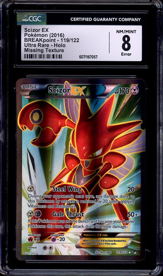 2016 Pokémon XY Breakpoint Full Art Scizor EX-Missing Texture #119 CGC 8 NM-MT ERROR
