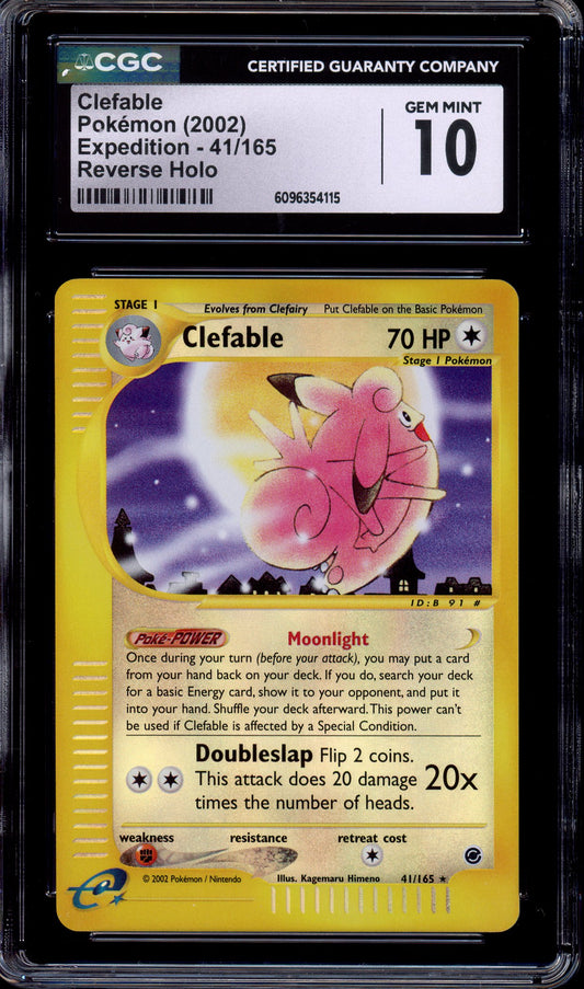 2002 Pokémon Expedition Clefable-Reverse Foil #41 CGC 10 GEM MINT