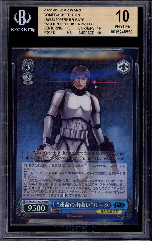 2022 Weiss Schwarz Japanese Star Wars Comeback Edition Fate Encounter Luke RRR #97 BGS 10 PRISTINE