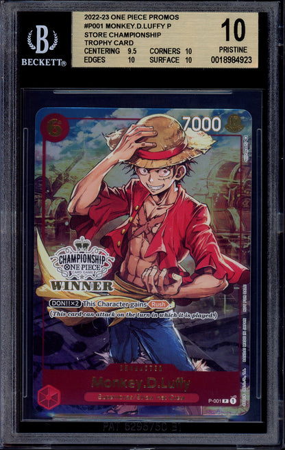 2023 One Piece Promo Store Championship Winner Monkey D Luffy #001 BGS 10 PRISTINE