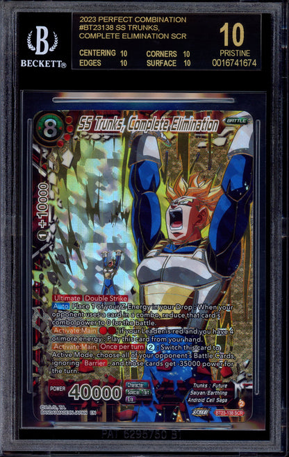 2023 Dragon Ball Super SS Trunks, Complete Elimination SCR BT23-138 BGS 10 BLACK LABEL