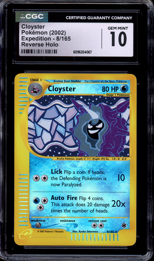 2002 Pokémon Expedition Cloyster-Reverse Foil #8 CGC 10 GEM MINT