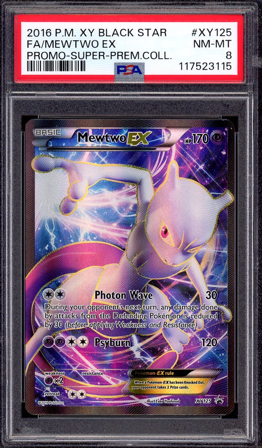 2014 Pokémon XY Black Star Promo Super Premium Collection Full Art Mewtwo EX #XY125 PSA 8 NM-MT