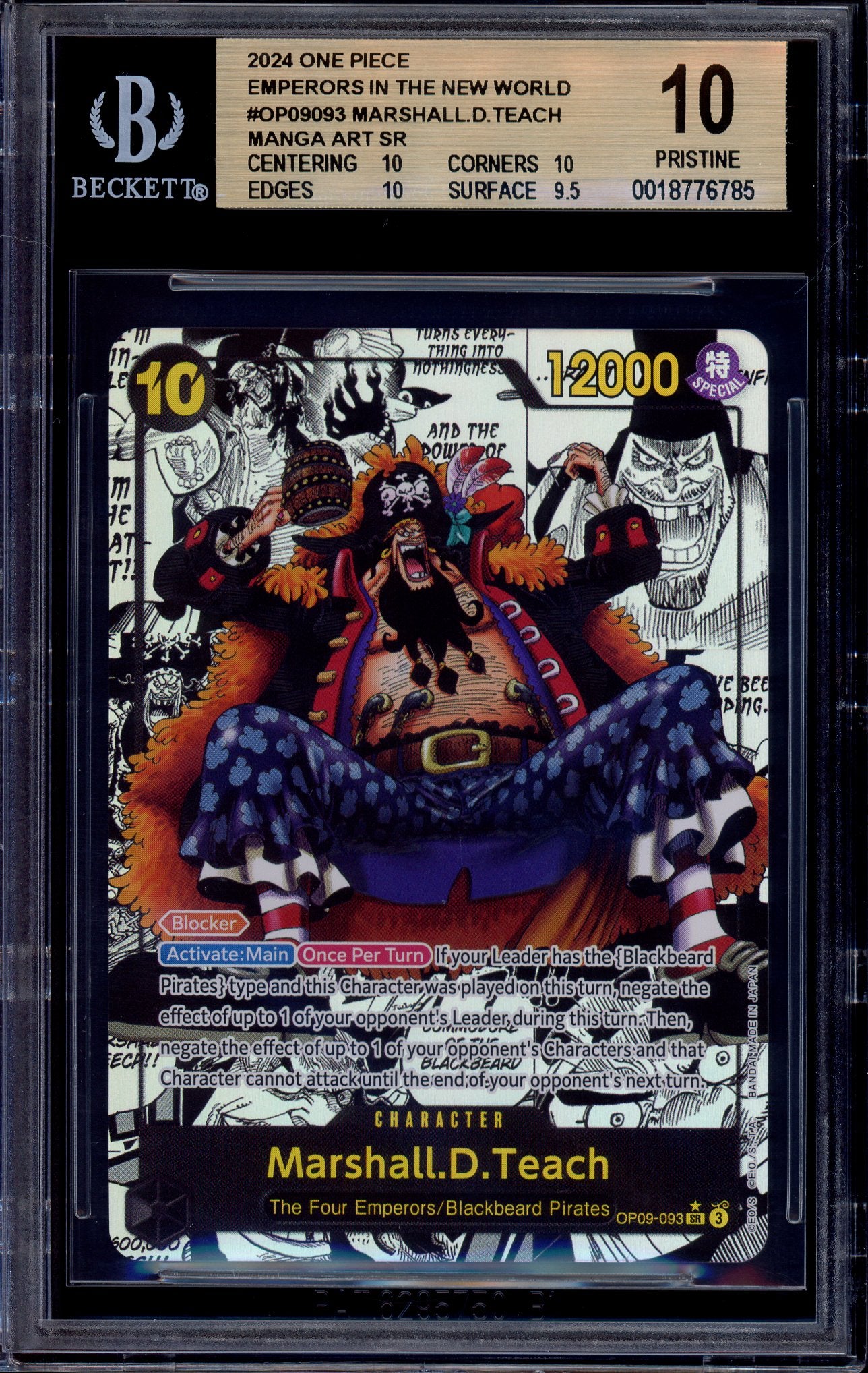 2024 One Piece OP09 Manga Alternate Art Marshall D Teach #93 BGS 10 PRISTINE