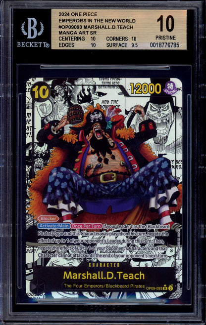 2024 One Piece OP09 Manga Alternate Art Marshall D Teach #93 BGS 10 PRISTINE