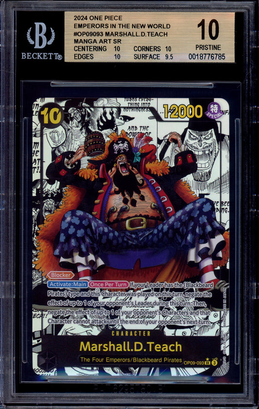 2024 One Piece OP09 Manga Alternate Art Marshall D Teach #93 BGS 10 PRISTINE