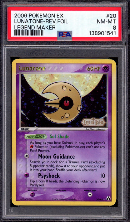 2006 Pokémon EX Legend Maker Lunatone Reverse Holo #20 PSA 8 NM-MT