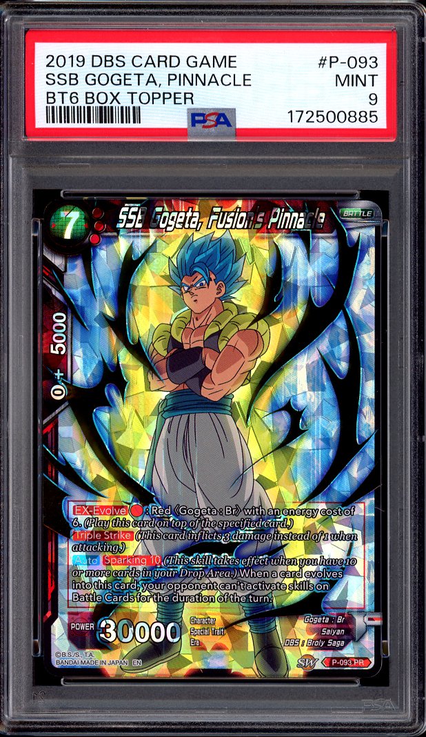 2019 Dragon Ball Super BT6 Box Topper SSB Gogeta, Fusion's Pinnacle #P-093 PSA 9 MINT