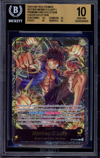 2024 One Piece Premium Card Collection Leader Monkey D Luffy ST13-003 BGS 10 PRISTINE