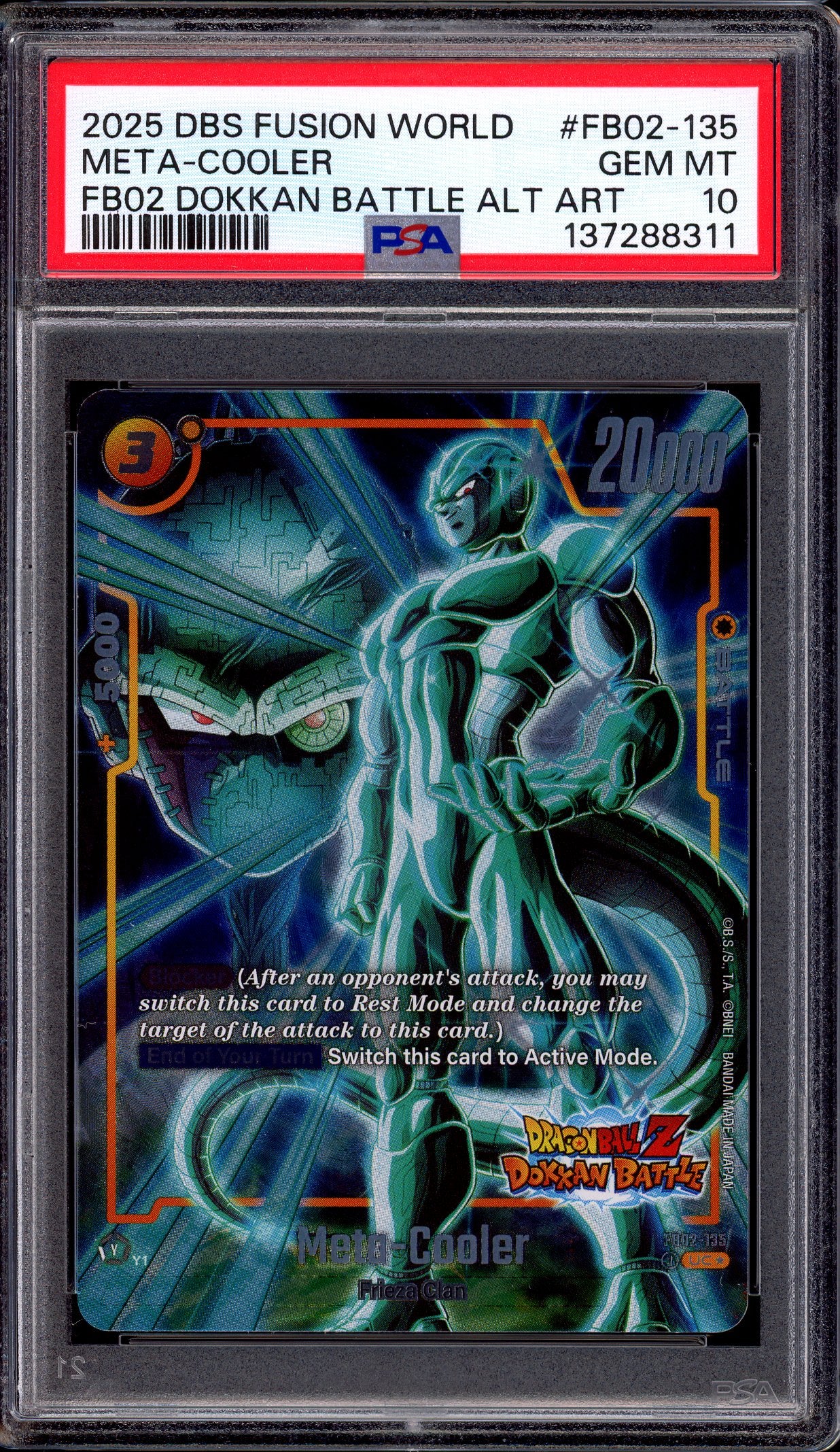 2025 Dragon Ball Super Fusion World FB02 Dokkan Battle Alternate Art Meta-Cooler #FB02-135 PSA 10 GEM MINT