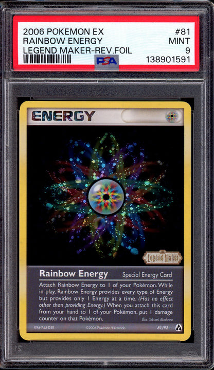2006 Pokémon EX Legend Maker Rainbow Energy Reverse Holo #81 PSA 9 MINT