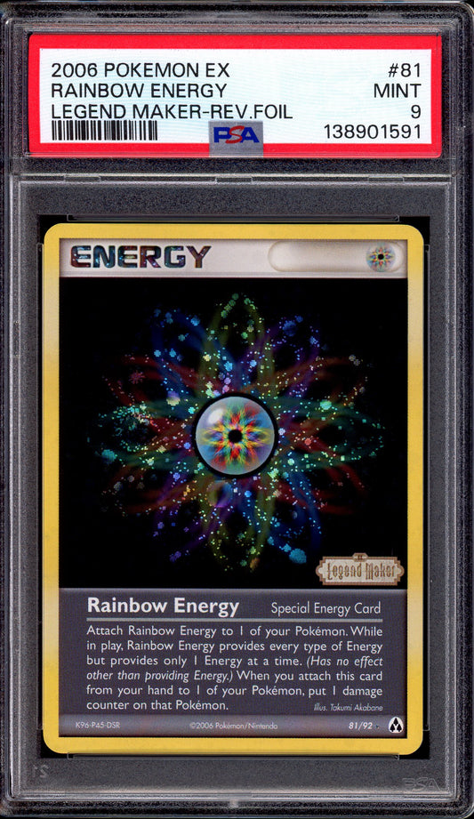 2006 Pokémon EX Legend Maker Rainbow Energy Reverse Holo #81 PSA 9 MINT
