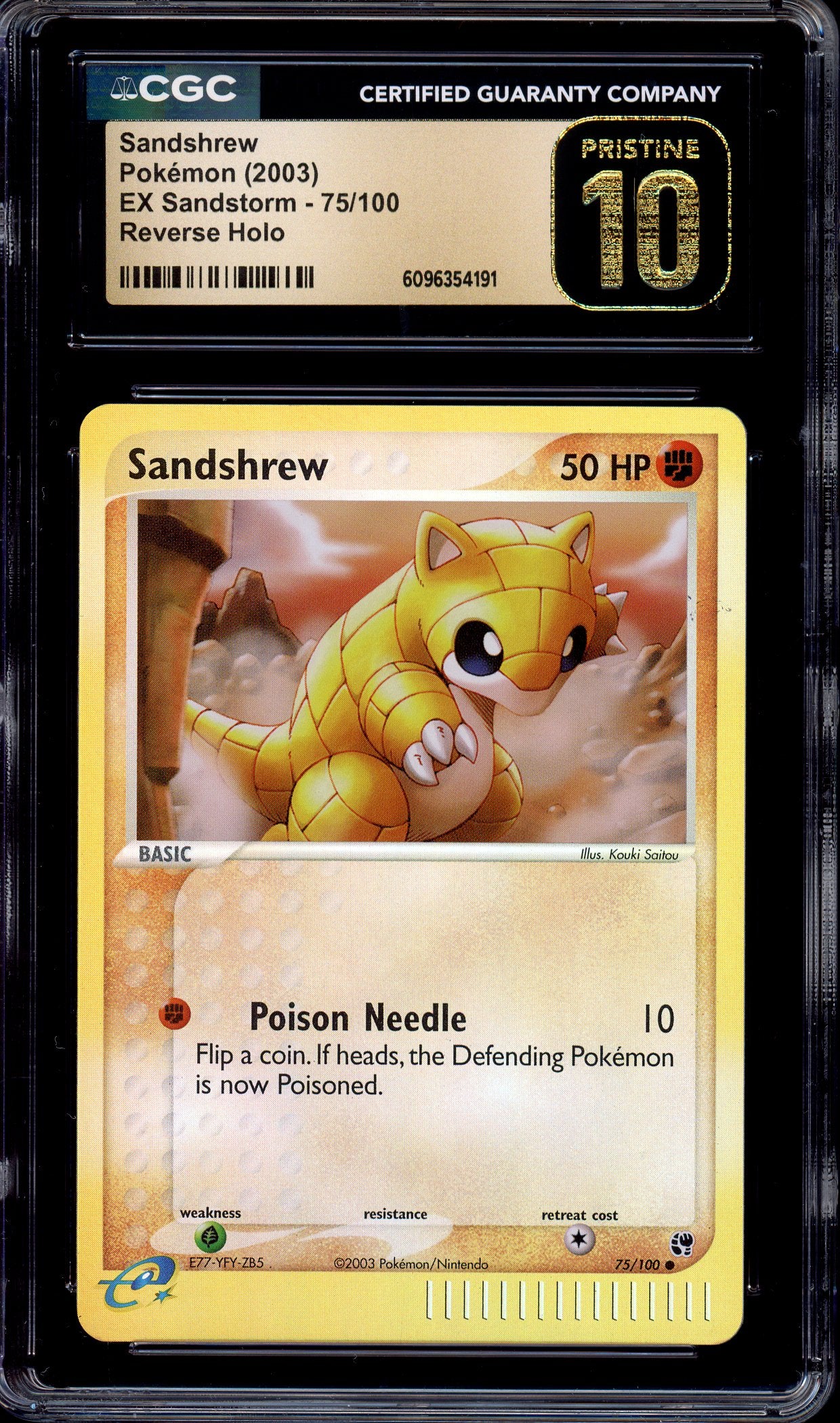 2003 Pokémon EX Sandstorm Sandshrew-Reverse Foil #75 CGC 10 PRISTINE