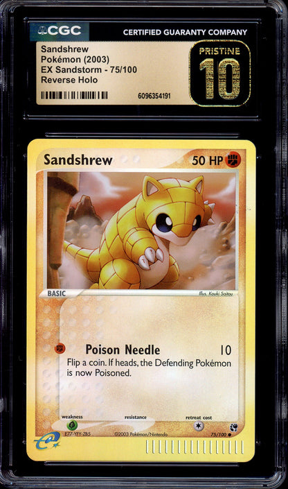 2003 Pokémon EX Sandstorm Sandshrew-Reverse Foil #75 CGC 10 PRISTINE
