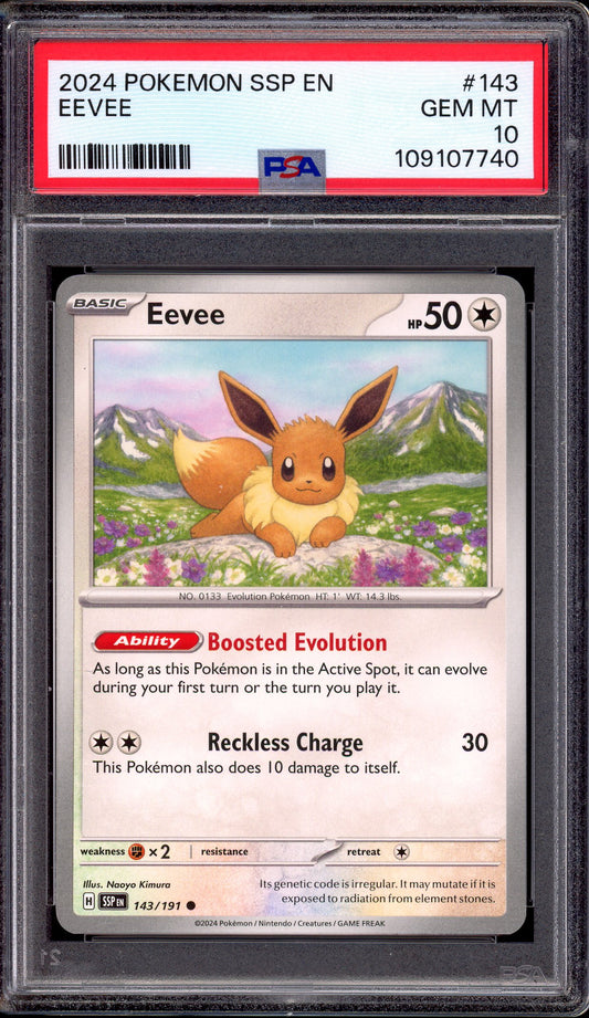2024 Pokémon Scarlet & Violet Surging Sparks Eevee #143 PSA 10 GEM MINT