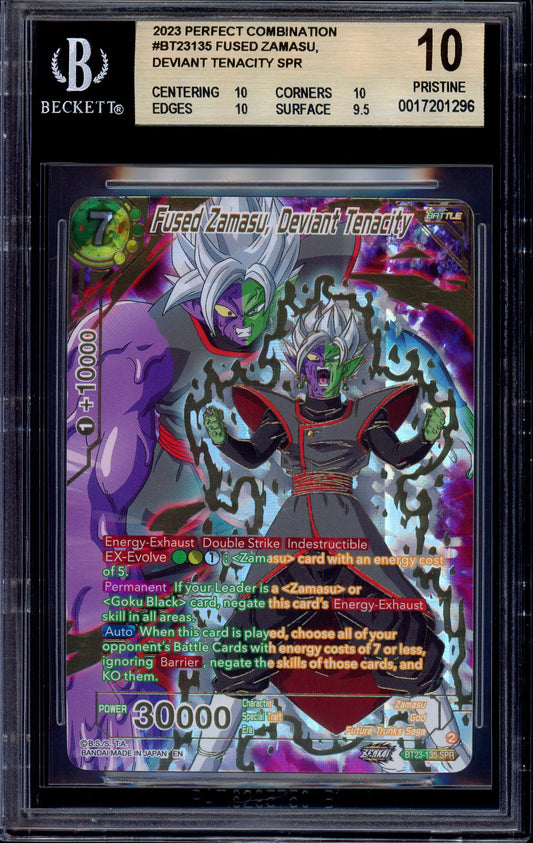 2023 Dragon Ball Super Fused Zamasu, Deviant Tenacity SPR #BT23-135 BGS 10 PRISTINE