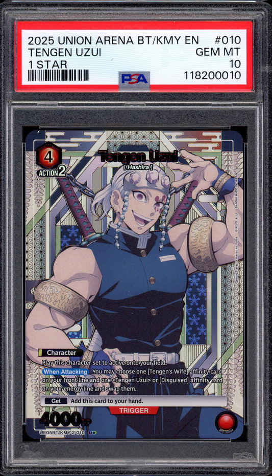 2025 Union Arena Demon Slayer 1 Star Tengen Uzui #010 PSA 10 GEM MINT