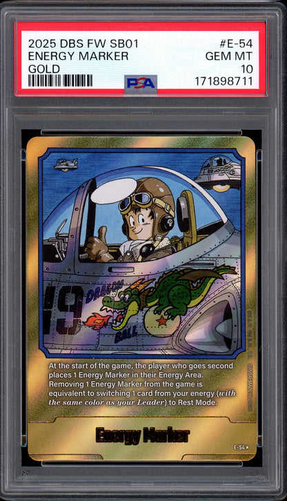 2025 Dragon Ball Super Fusion World Manga Booster 01 Gold Energy Marker #E-54 PSA 10 GEM MINT
