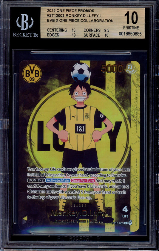 2025 One Piece BVB X One Piece Match Day Dortmund Monkey D Luffy #3 BGS 10 PRISTINE