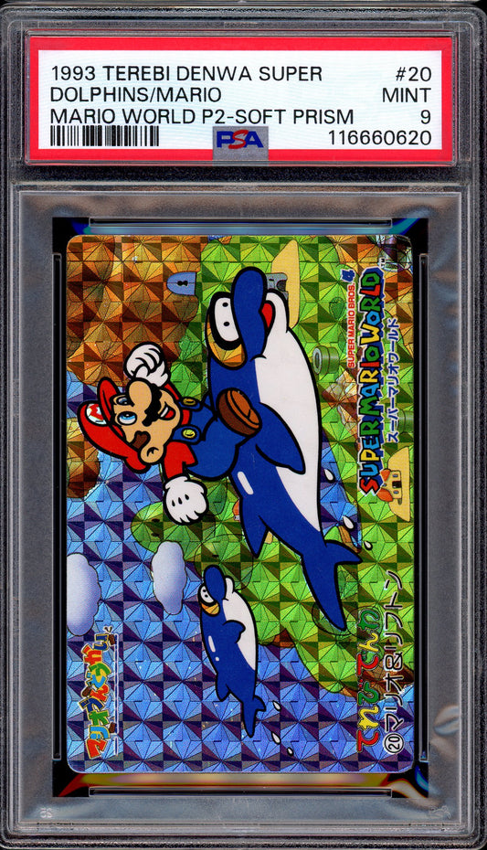 1993 Terebi Denwa Super Mario World Part 2 Soft Prism Dolphins/Mario #20 PSA 9 MINT
