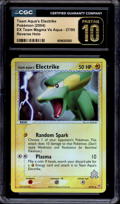 2004 Pokémon EX Team Magma VS Aqua Team Aqua's Electrike #27 CGC 10 PRISTINE