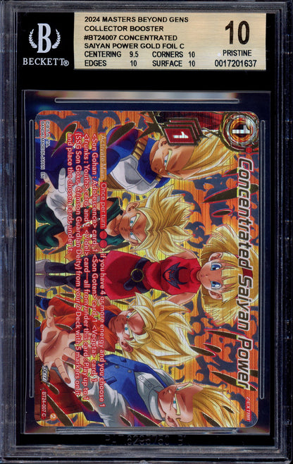 2024 Dragon Ball Super Masters Alternate Art Concentrated Saiyan Power Gold Foil #BT24-007 BGS 10 PRISTINE
