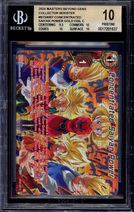 2024 Dragon Ball Super Masters Alternate Art Concentrated Saiyan Power Gold Foil #BT24-007 BGS 10 PRISTINE