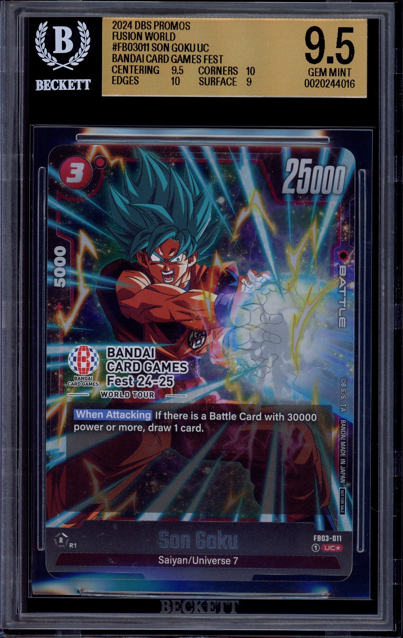 2024 Dragon Ball Super Fusion World Bandai Card Game Fest Son Goku #FB03-011 BGS 9.5 GEM MINT