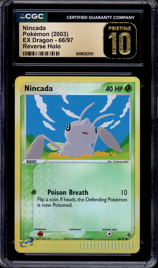 2003 Pokémon EX Dragon Nincada-Reverse Foil #66 CGC 10 PRISTINE