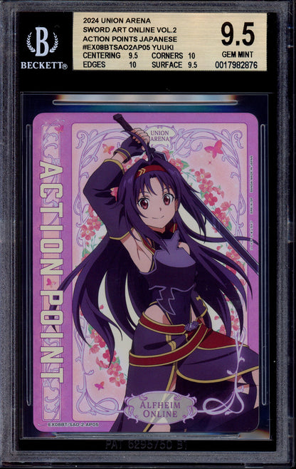 2024 Union Arena Japanese Sword Art Online Volume 2 Action Point Foil Yuuki #EX08BT/SAO-2-AP05 BGS 9.5 GEM MINT