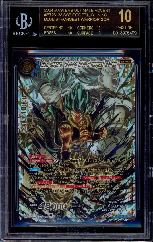 2024 Dragon Ball Super Masters God Rare SSB Gogeta, Shining Blue #BT26-138 BGS 10 PRISTINE BLACK LABEL