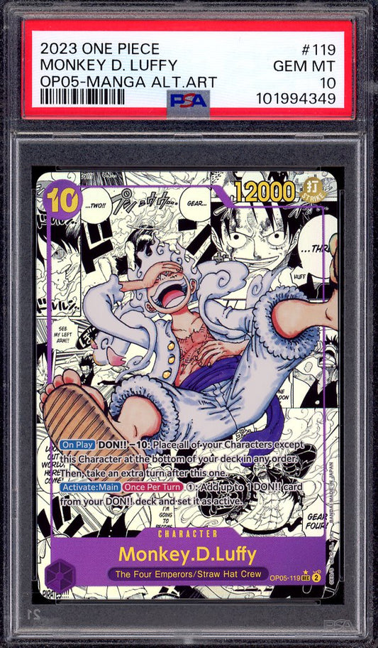 2023 One Piece OP05 Manga Alternate Art Monkey D Luffy #119 PSA 10 GEM MINT