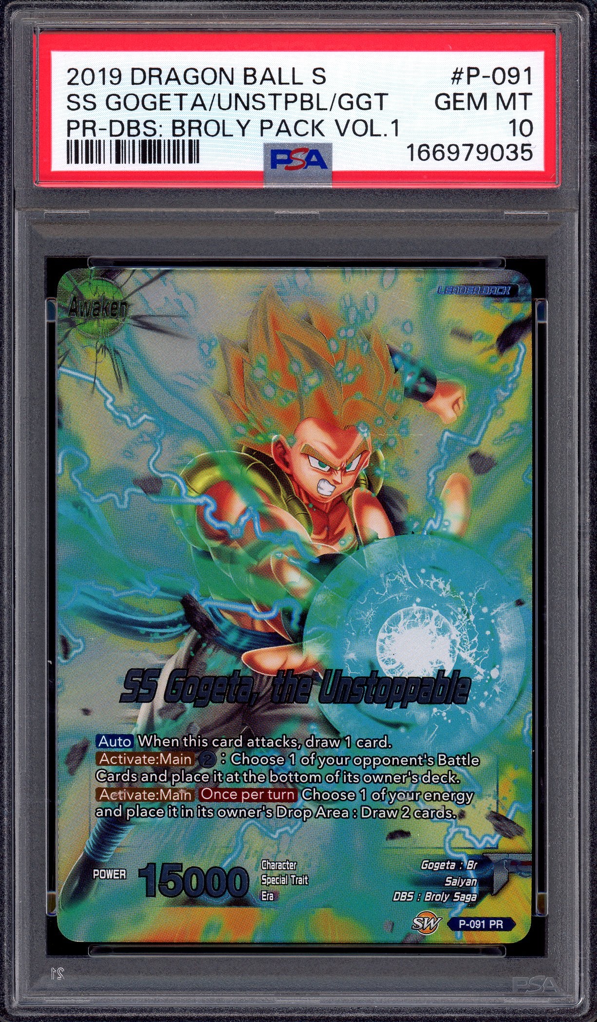 2019 Dragon Ball Super Promo Broly Pack Volume 1 SS Gogeta, the Unstoppable #P-091 PSA 10 GEM MINT