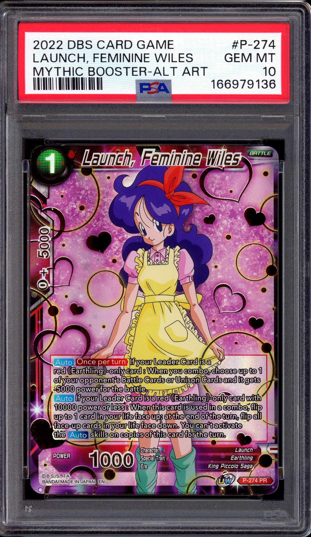 2022 Dragon Ball Super Mythic Booster Alternate Art Launch, Feminine Wiles #P-274 PSA 10 GEM MINT