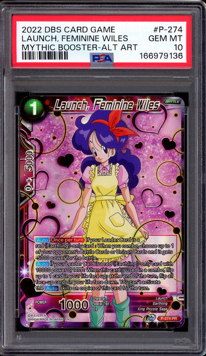 2022 Dragon Ball Super Mythic Booster Alternate Art Launch, Feminine Wiles #P-274 PSA 10 GEM MINT