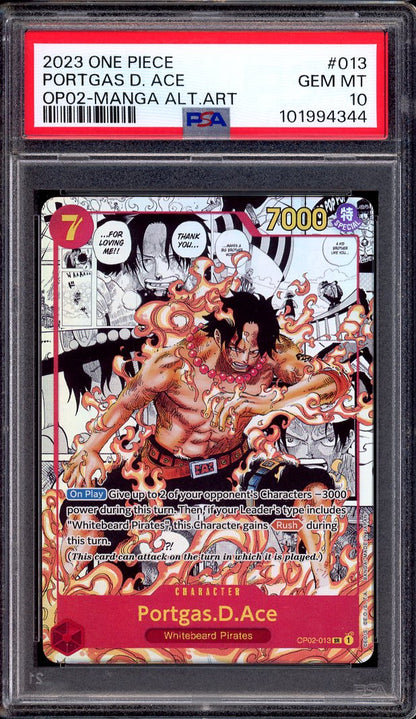 2023 One Piece OP02 Manga Alternate Art Portgas D Ace #13 PSA 10 GEM MINT