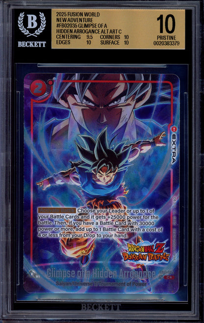2025 Dragon Ball Super Fusion World Dokkan Battle Alternate Art Glimpse of a Hidden Arrogance #FB02-035 BGS 10 PRISTINE