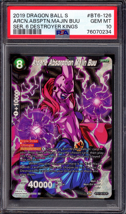 2019 Dragon Ball Super Destroyer Kings Arcane Absorption Majin Buu SCR #BT6-126 PSA 10 GEM MINT