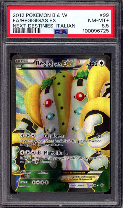2012 Pokémon Italian B&W Next Destinies Full Art Regigigas EX #99 PSA 8.5 NM-MT+