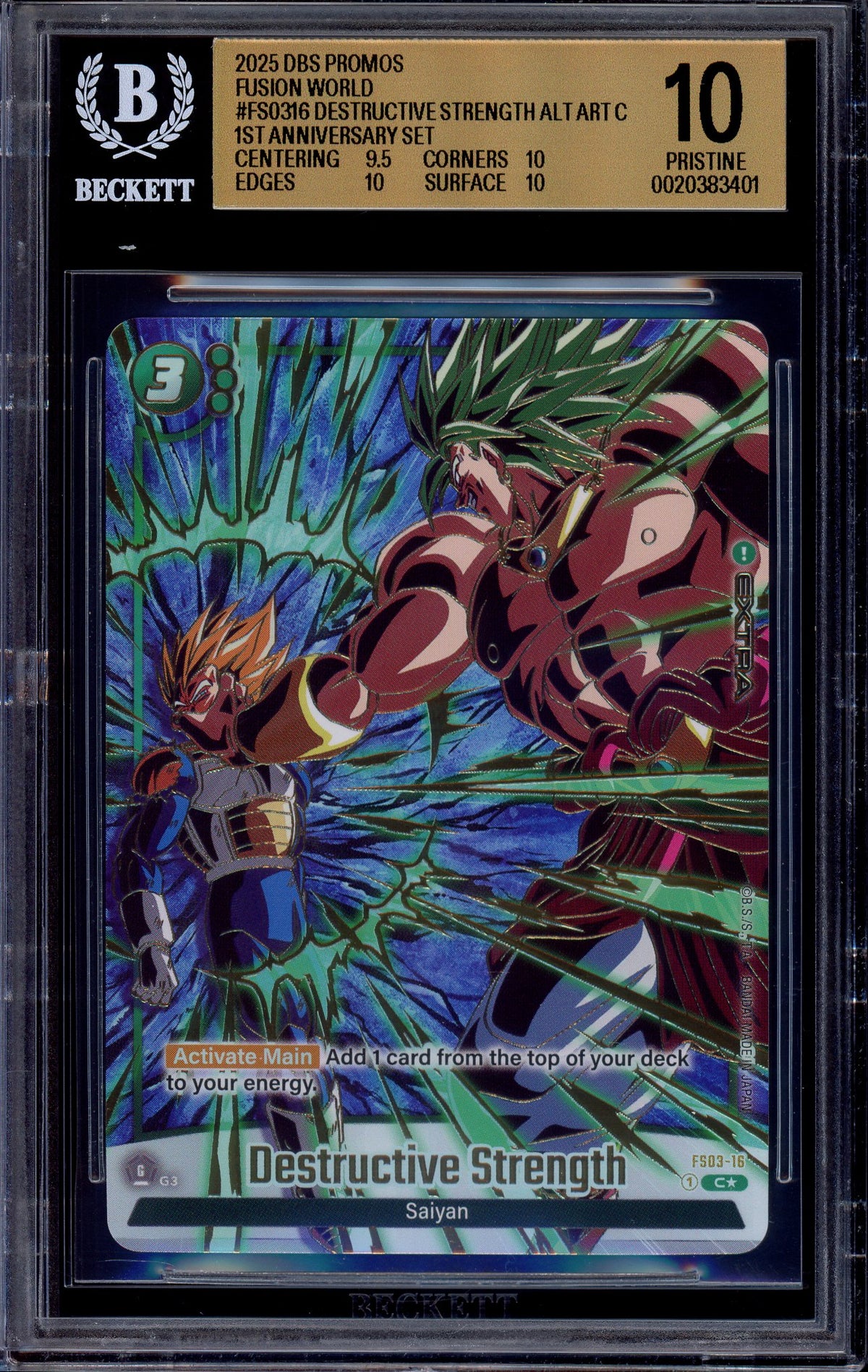 2025 Dragon Ball Super Fusion World 1st Anniversary Set Destructive Strength #FS03-16 BGS 10 PRISTINE