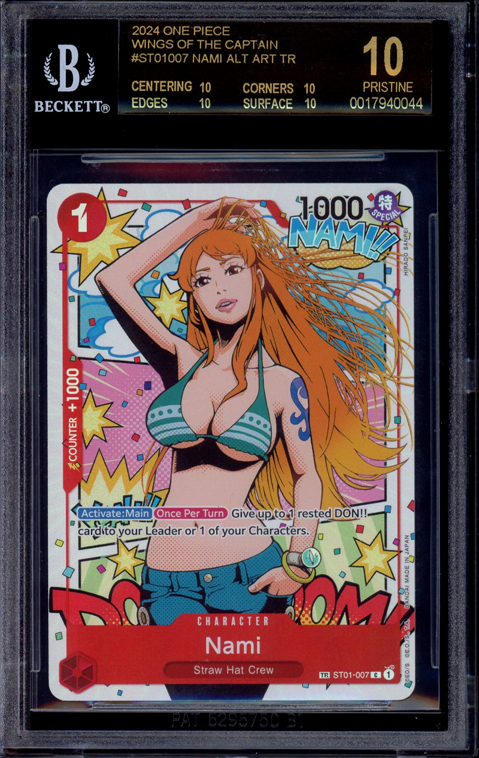 2024 One Piece OP06 Treasure Rare Nami #7 BGS 10 PRISTINE BLACK LABEL
