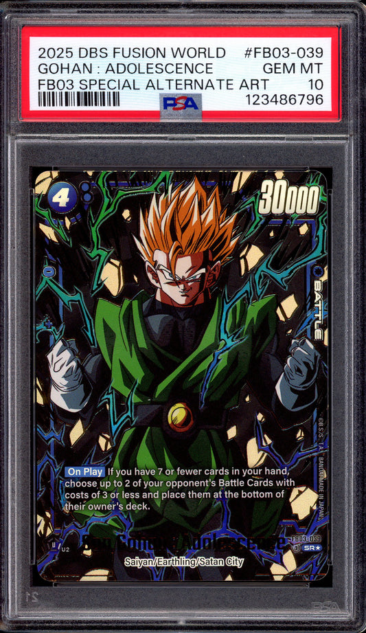 2025 Dragon Ball Super Fusion World Special Alternate Art Gohan Adolescence #FB03-039 PSA 10 GEM MINT