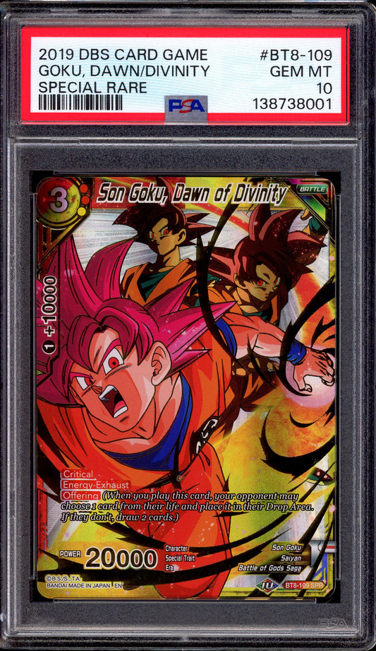 2019 Dragon Ball Super Son Goku, Dawn of Divinity SPR #BT8-109 PSA 10 GEM MINT