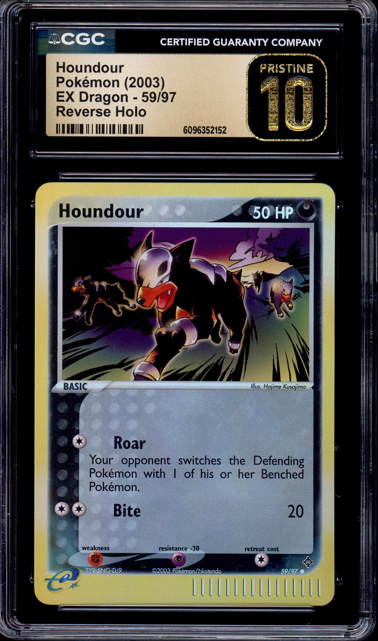 2003 Pokémon EX Dragon Houndour-Reverse Foil #59 CGC 10 PRISTINE