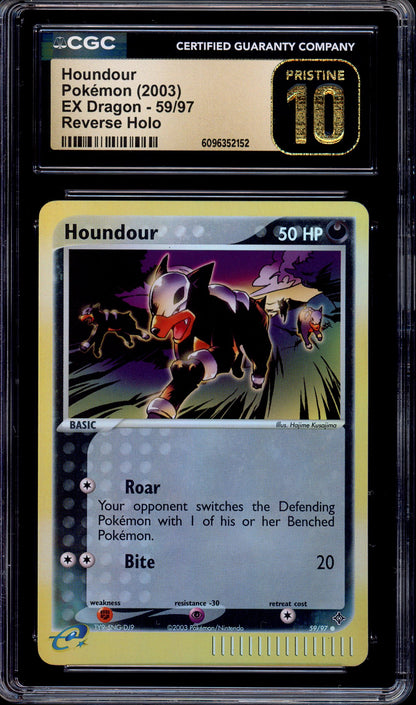 2003 Pokémon EX Dragon Houndour-Reverse Foil #59 CGC 10 PRISTINE
