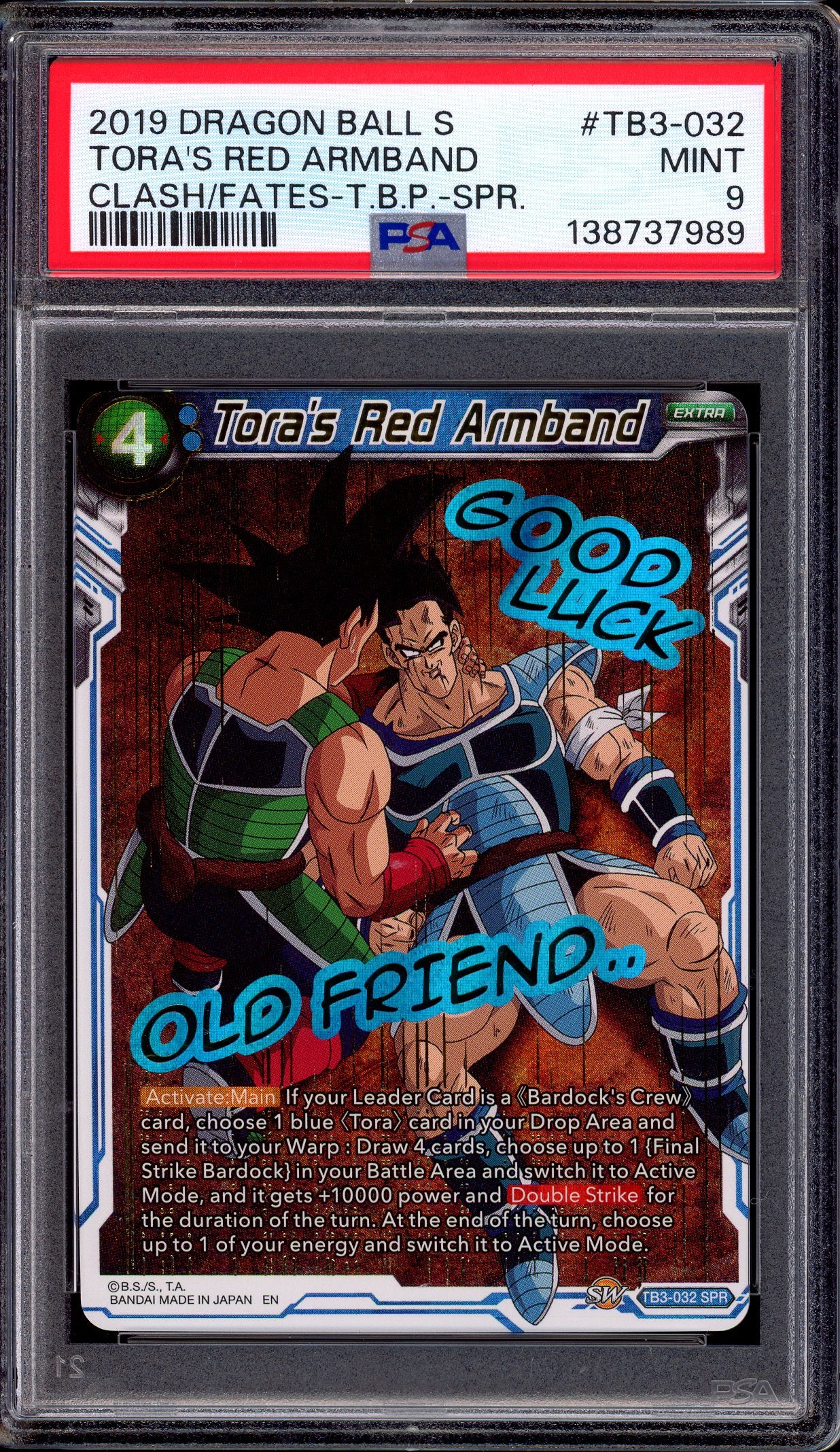 2019 Dragon Ball Super Clash of Fates Tora's Red Armband SPR #TB3-032 PSA 9 MINT
